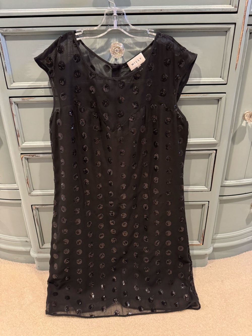 Milly Black Sequin Dot Mini Dress